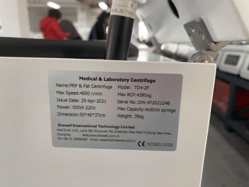 Drawell TD4-ZF Tabletop PRP & FAT Centrifuge 7 Drawell TD4-ZF Tabletop PRP & FAT Centrifuge - Image 7