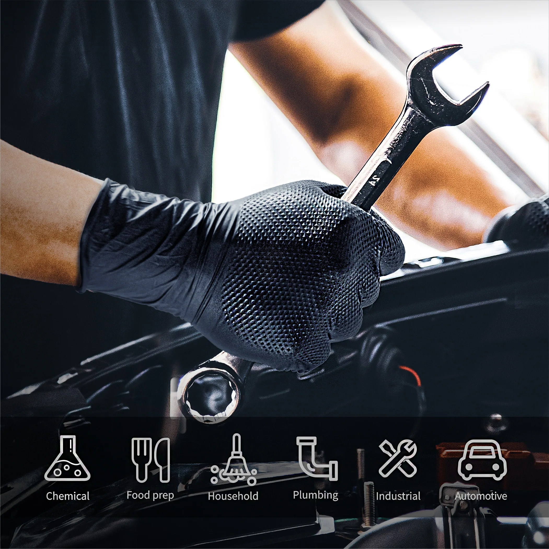 ANBOSON 10 Mil Heavy Duty Automobile Industrial Orange Black Micro-Touch Hand Grip Mechanic Nitrile Safety Gloves for Work 6 ANBOSON 10 Mil Heavy Duty Automobile Industrial Orange Black Micro-Touch Hand Grip Mechanic Nitrile Safety Gloves for Work - Image 6