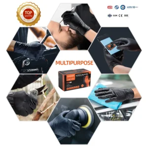 Anboson Industry 10 Mil Mechanic Diamond Texture Grip Automotive Work Food Service Cleaning Heavy Duty Pure Nitrile Glove