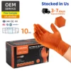 Anboson 10mil Orange Disposable Nitrile Gloves Diamond Texture for Auto Repair Mechanics and Garage Safety