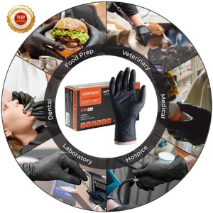 ANBOSON Salon White Pink Black Blue Clear Cheap Examination Food Grade Disposable Powder Free Black Vinyl Gloves