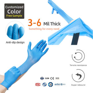 ANBOSON 100 Box Wholesale Manufacturers Coated Cheap Prices Blue Examination Disposable Black Nitrile Gloves Medical Powder Free