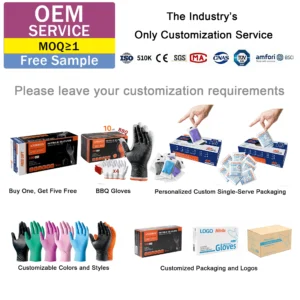 Anboson Factory Wholesale Nitrile Examination Glove Diamond Dotted Duty Powder Free Black Disposable Nitrile Gloves
