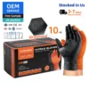 Anboson Factory Wholesale Nitrile Examination Glove Diamond Dotted Duty Powder Free Black Disposable Nitrile Gloves