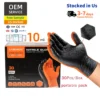 ANBOSON 10 Mil Diamond Grip Disposable Nitrile Gloves Black for Heavy Duty Automotive Chemical Use Food Touch Screen Anti-Static